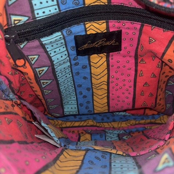 Mythical Cats Laurel Burch Small Canvas Purse Crossbody Tote Handbag Purp Blu Pi - Picture 5 of 6